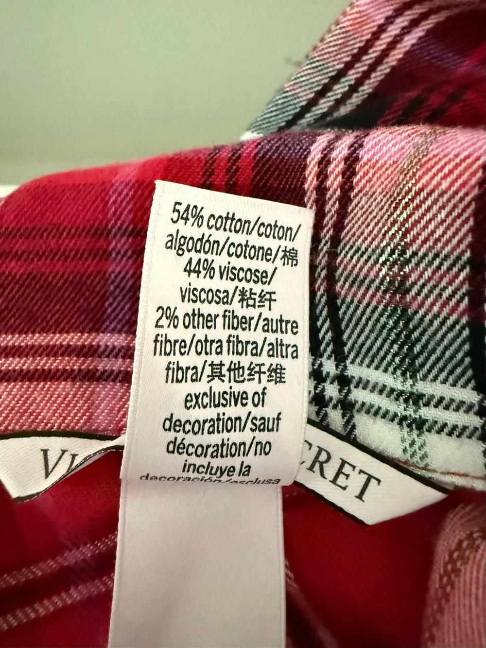Victoria’s Secret Plaid Pajama Set XS Red Pink Button Up Pants